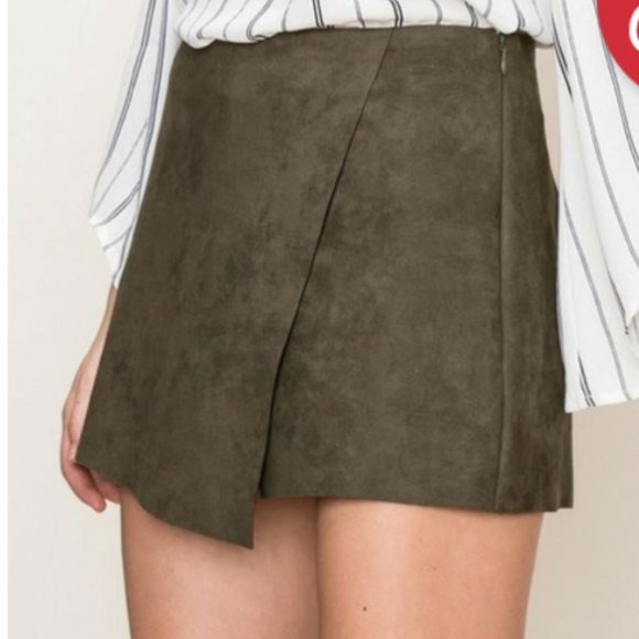 HYFVE Olive Green Suede Envelope Skort - Picture 2 of 8